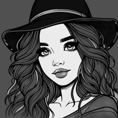 realistic girl with hat