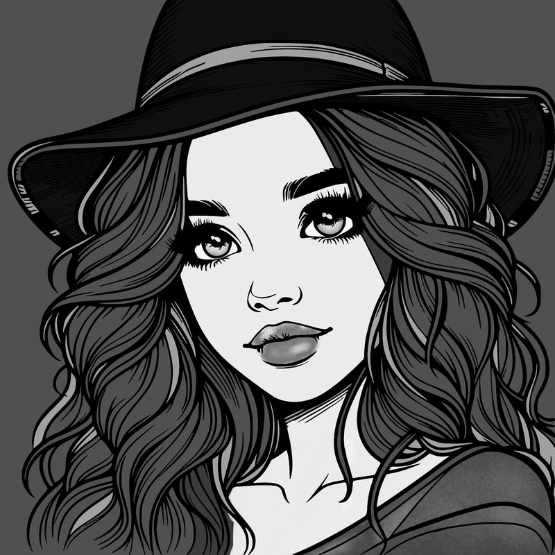 realistic girl with hat