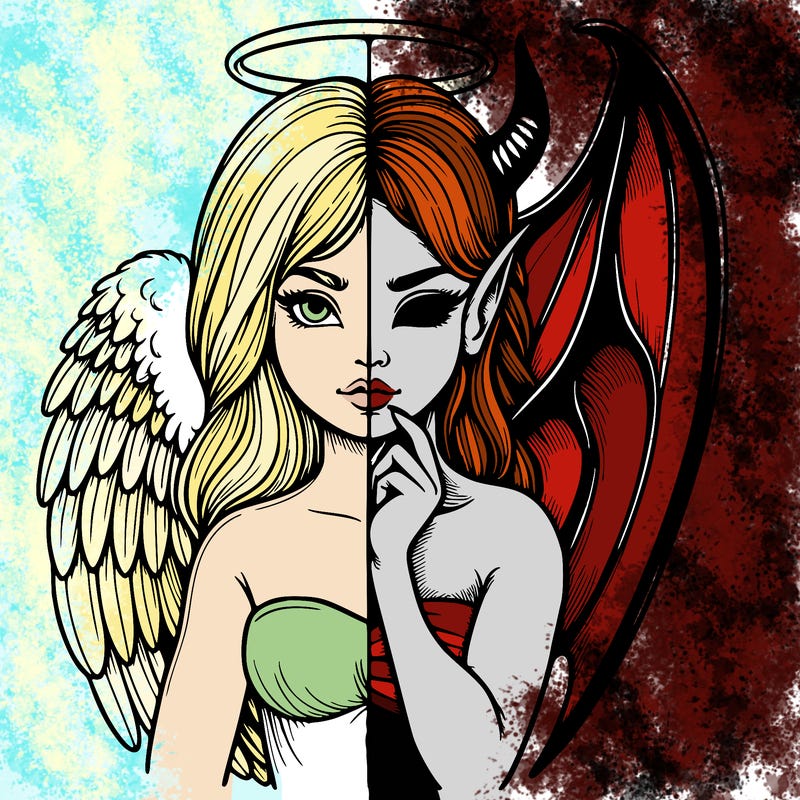 realistic angel half demon