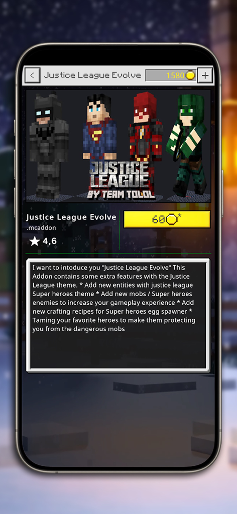 Mods, Addons & Skins Hub - Justice League Evolve addon with superhero skins for Minecraft