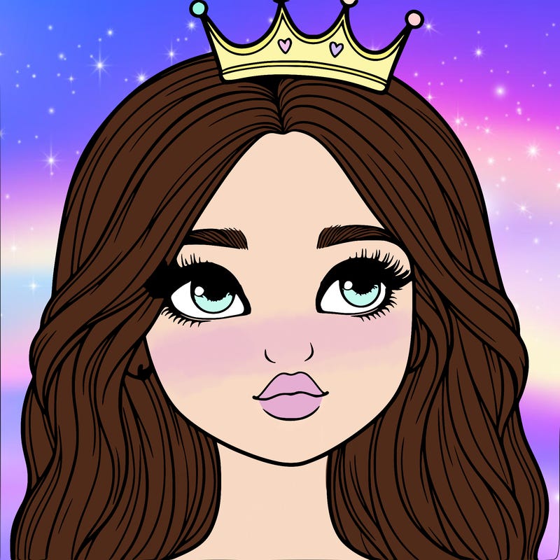 a realistic girl with a crown on