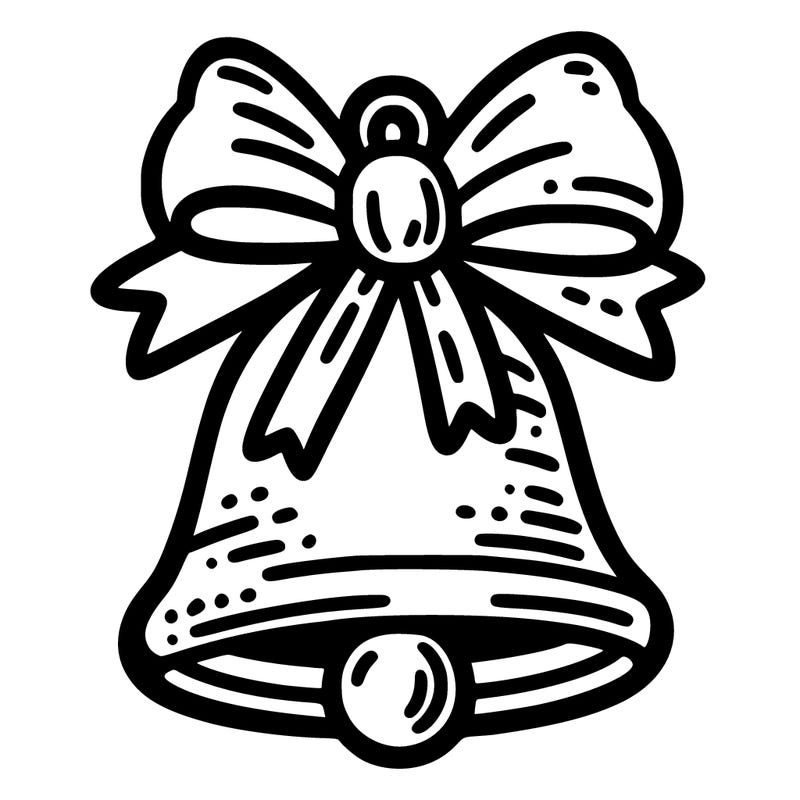 a bell with a bow tied around it.
