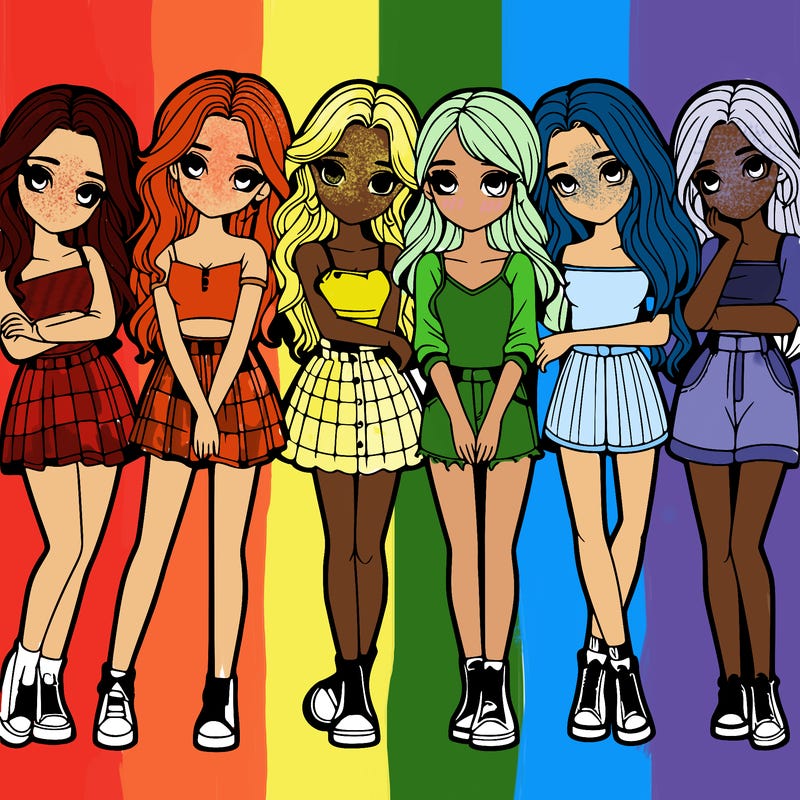 a group of girls realistic