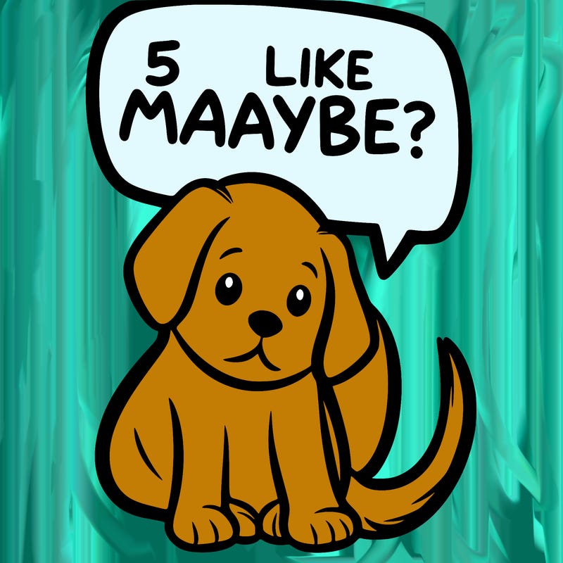 a puppy that says 5 like maybe