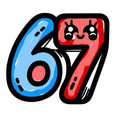 the numbers 67