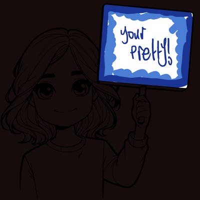 realistic girl holding up a sign