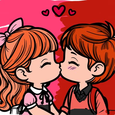 boy and girl kissing