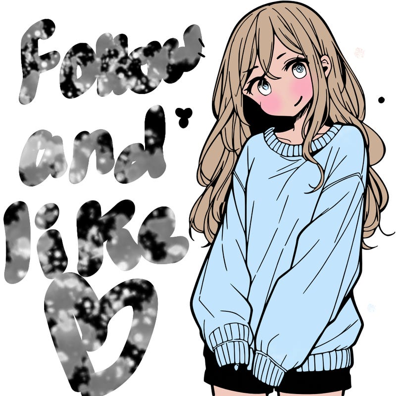 manga teen girl  in a sweater and baggy pants