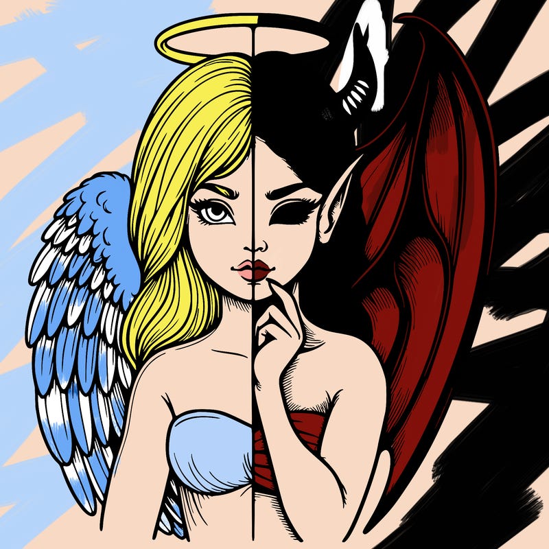 realistic angel half demon