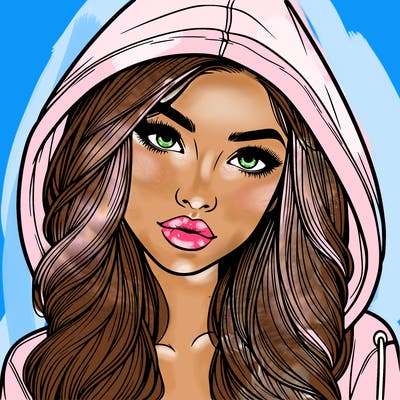realistic beautiful girl with a hood on