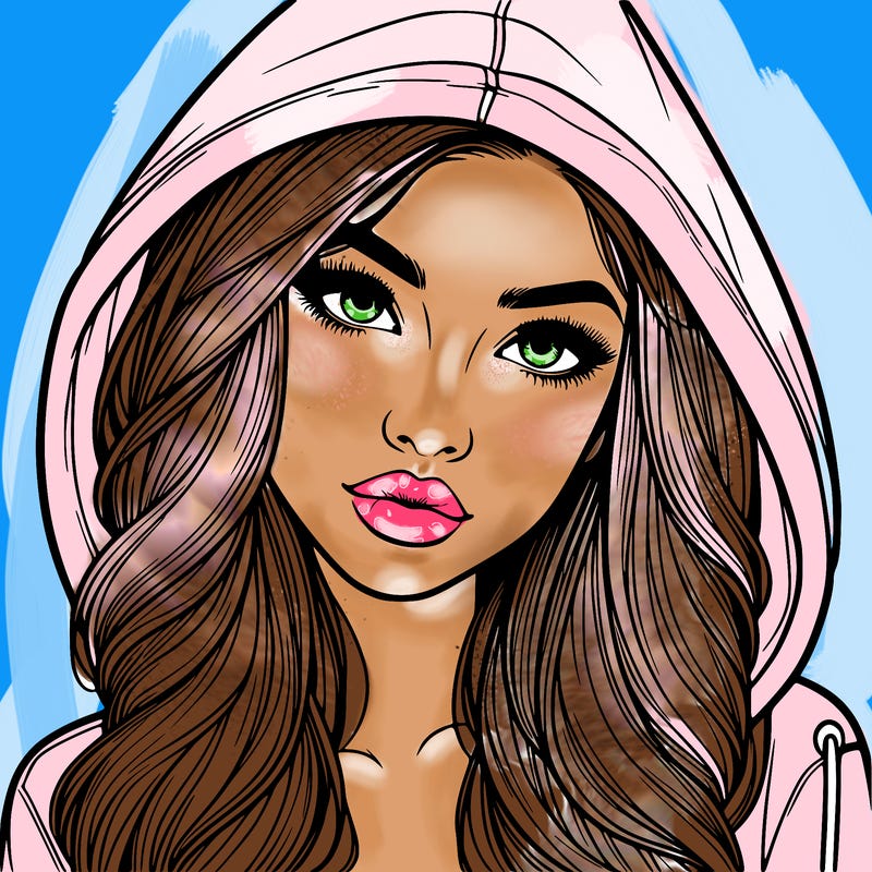 realistic beautiful girl with a hood on