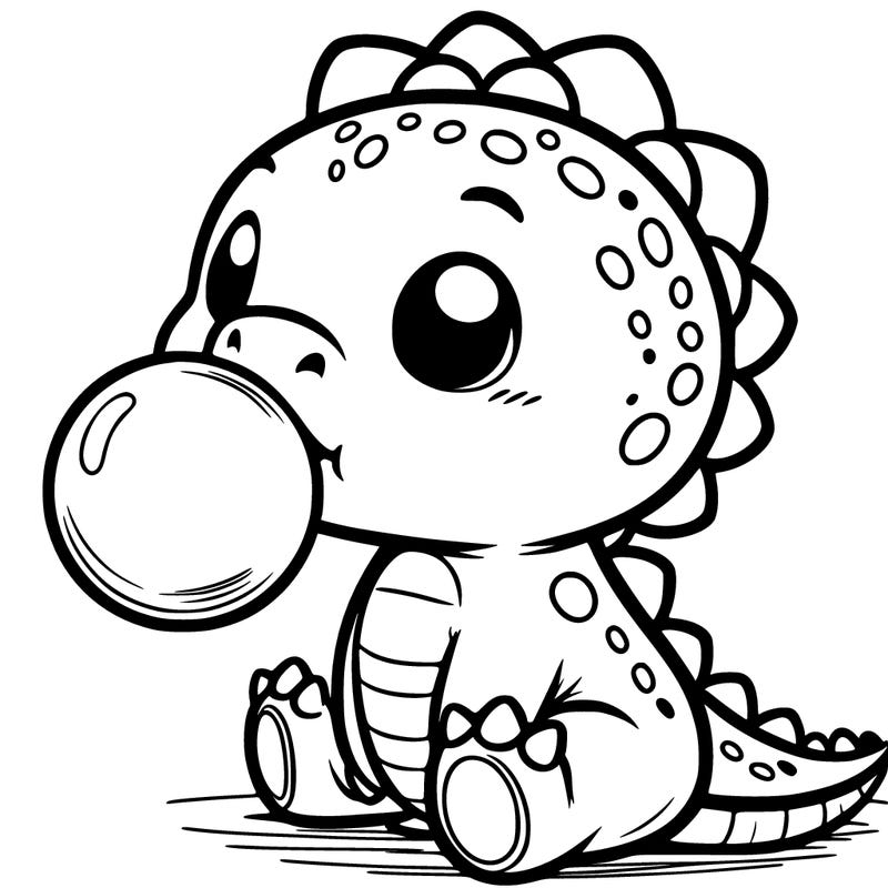 baby dinosaur blowing gum