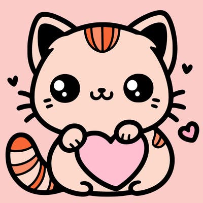 cat with heart cute