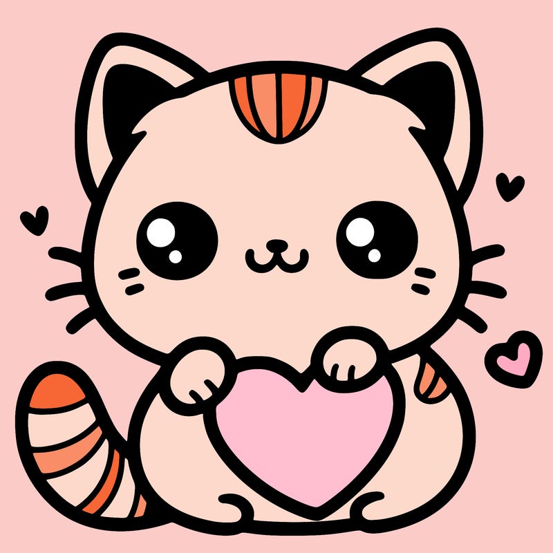 cat with heart cute