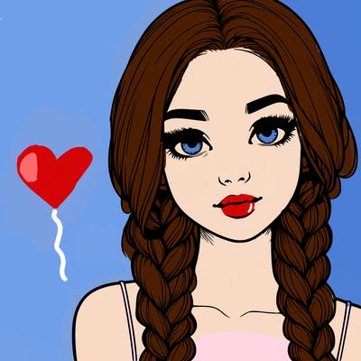 realistic girl with braids