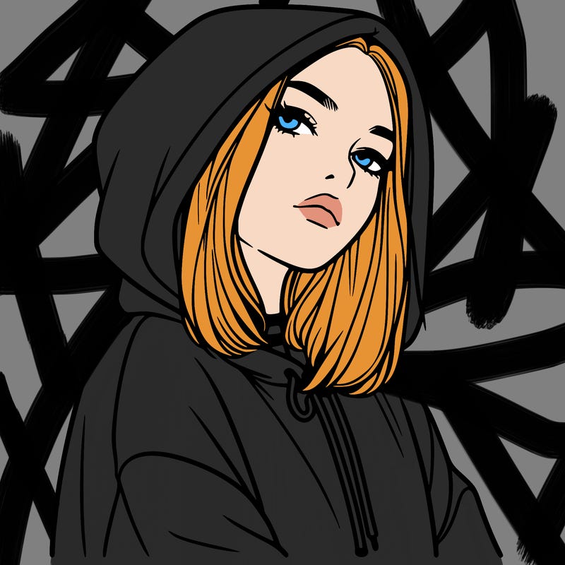 a realistic girl in a hoodie