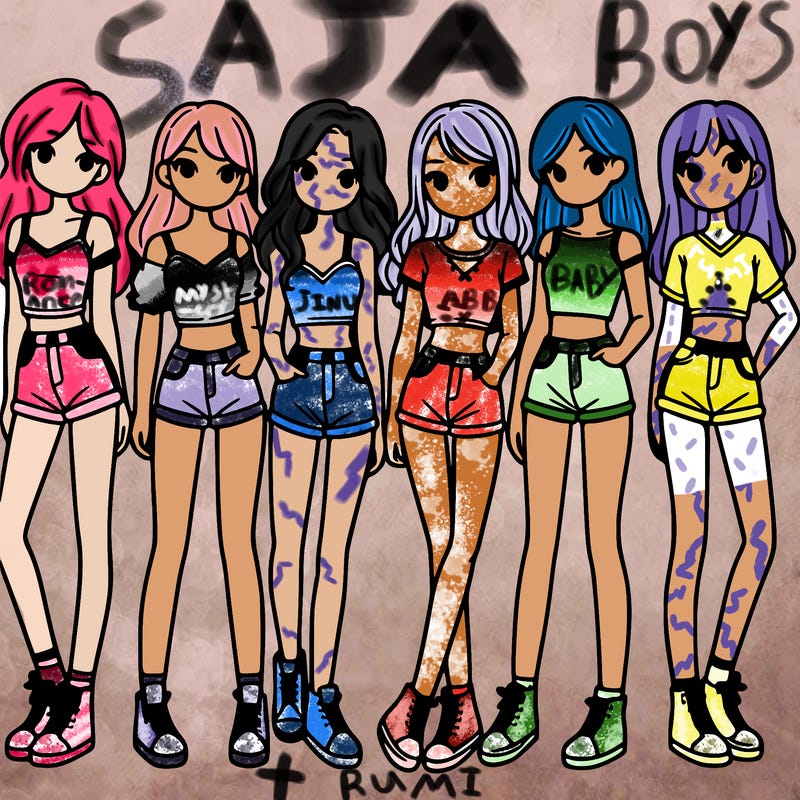 a group of girls wearing crop tops and shorts