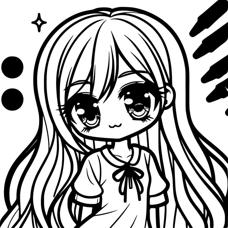 manga girl with long hair