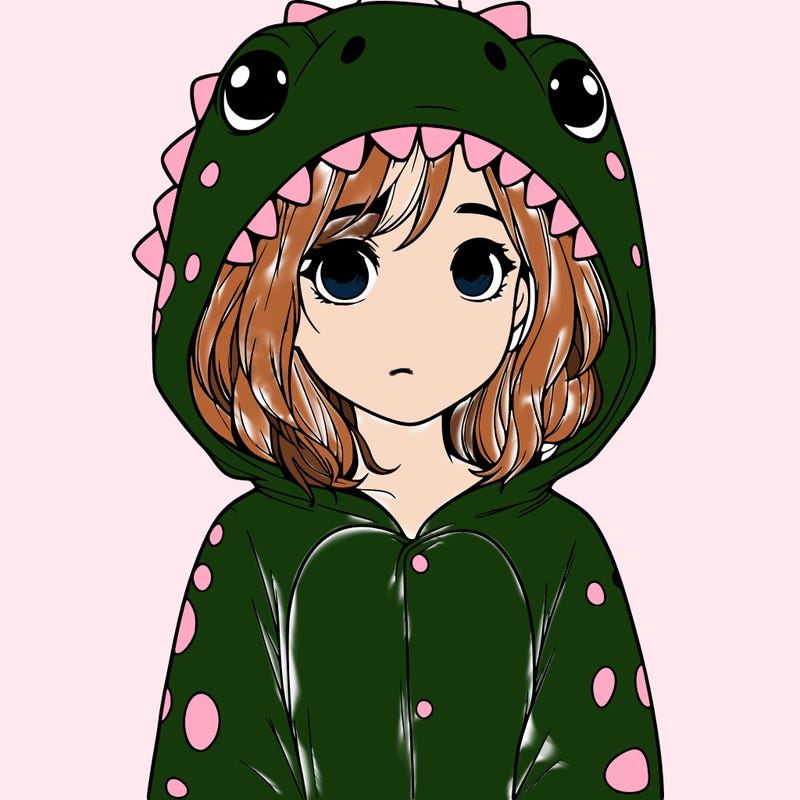 a girl in a dinosaur onesie realistic