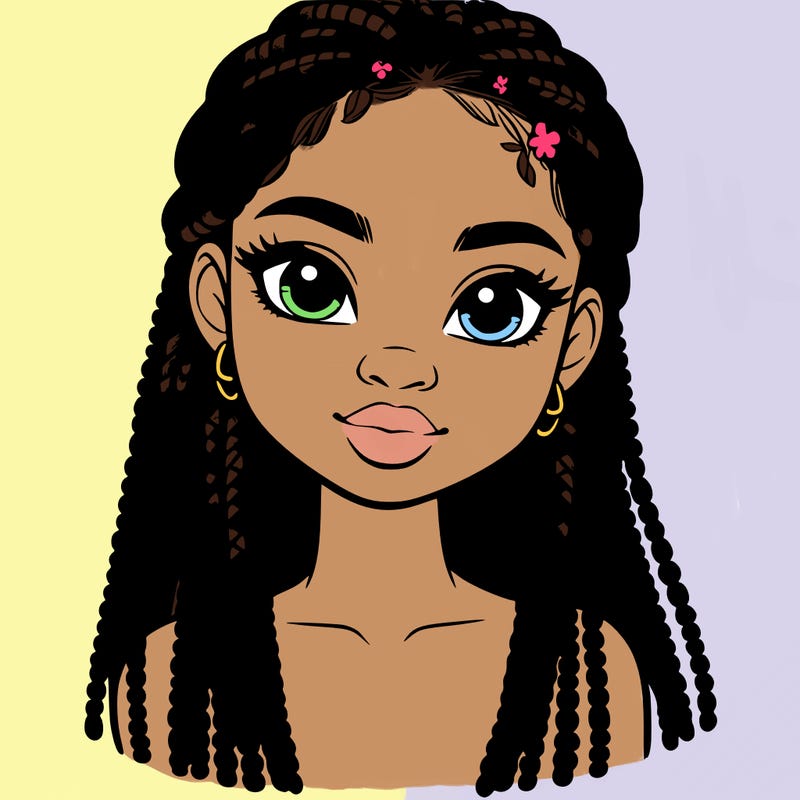 a realistic black girl with braids