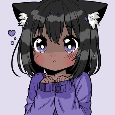 shy anime catgirl