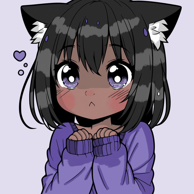 shy anime catgirl