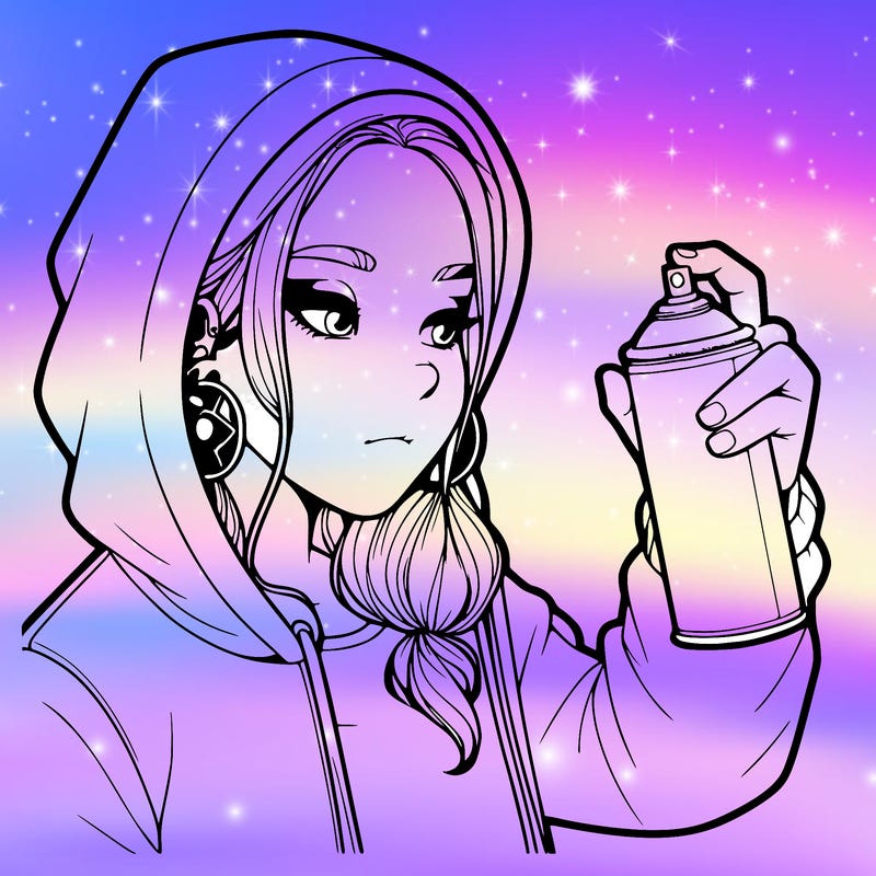 a realistic girl, spray painting