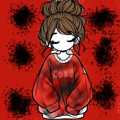 girl with baggy sweatshirt and messy bun