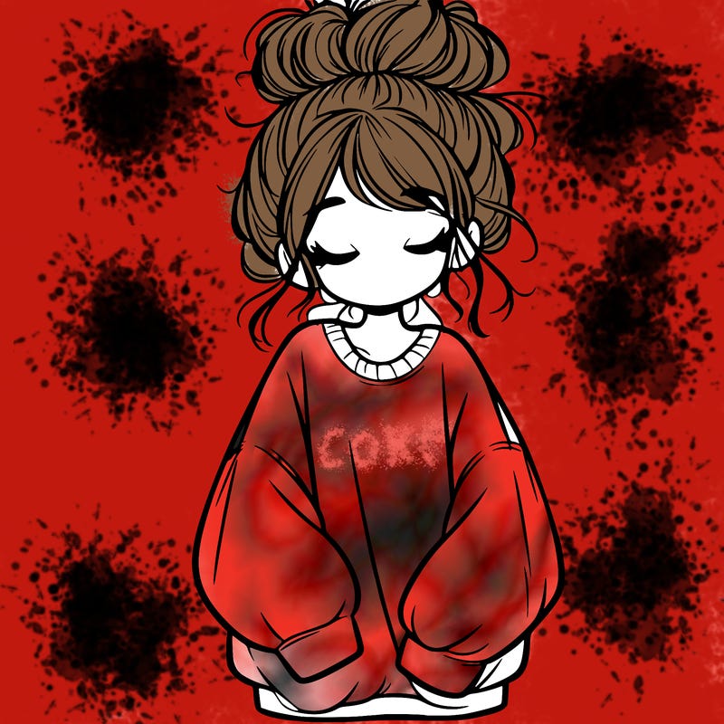 girl with baggy sweatshirt and messy bun