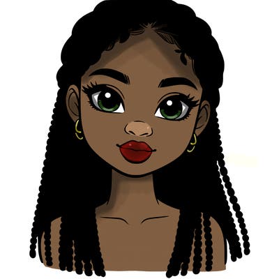 a realistic black girl with braids