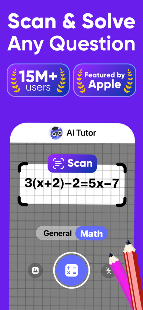 Nerd AI - Math Problem Solver - Interfaz de la aplicación Nerd AI escaneando una ecuación matemática para proporcionar una solución paso a paso