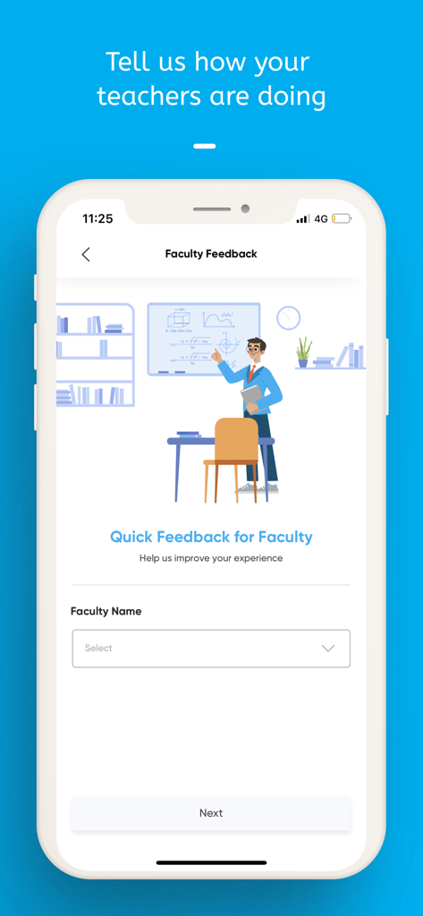 myAakash - Faculty feedback screen in the myAakash app