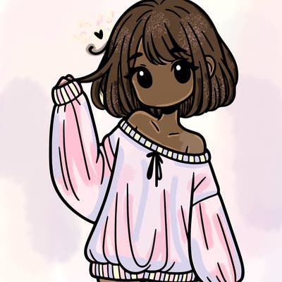 girl in baggy sweater hanging off her shoulder