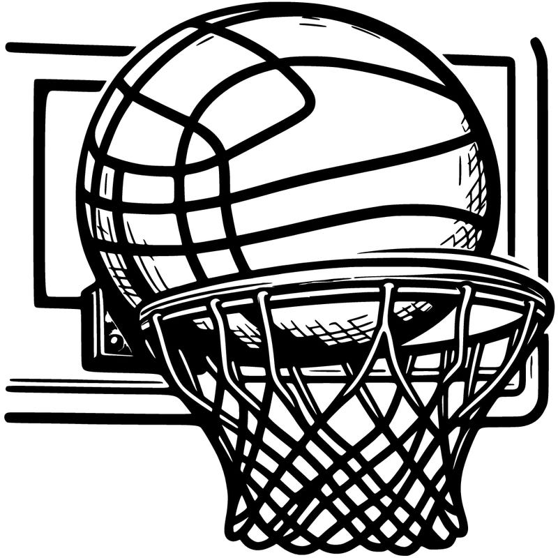 realistic basketball in a basketball hoop