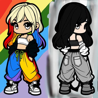 girl in crop top and baggy pants