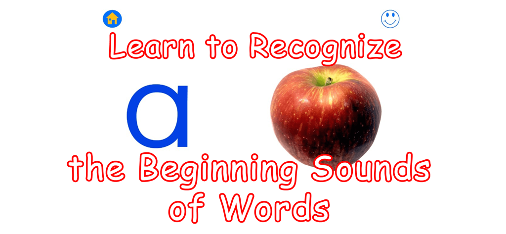 ABC MAGIC PHONICS - An educational screen showing a lowercase letter a and a red apple with the text Learn to Recognize the Beginning Sounds of Words