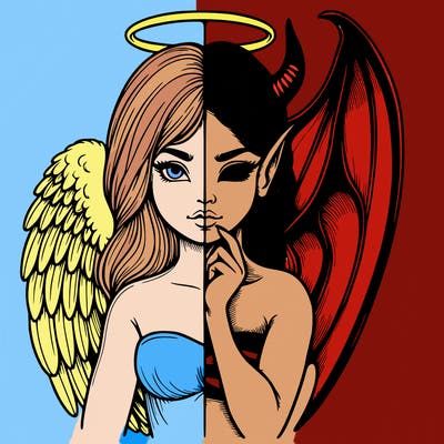 realistic angel half demon