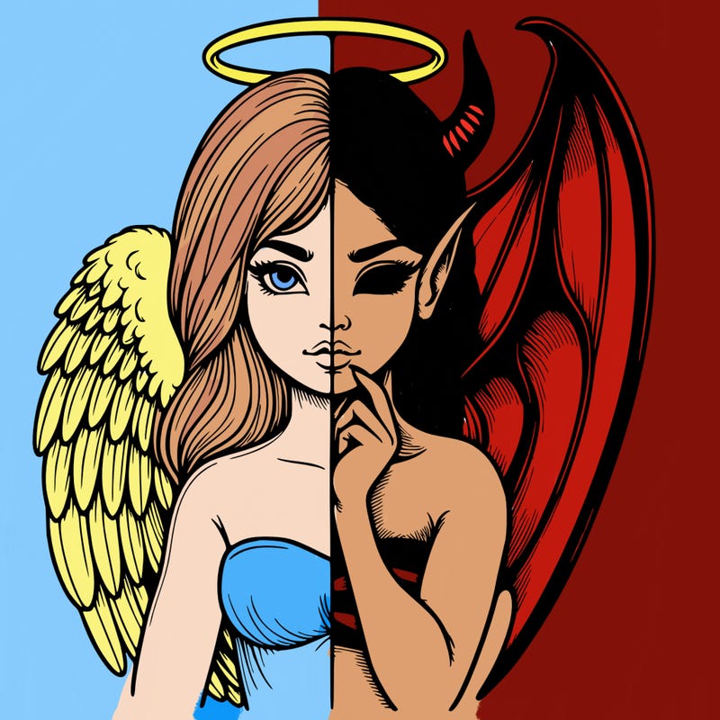 realistic angel half demon