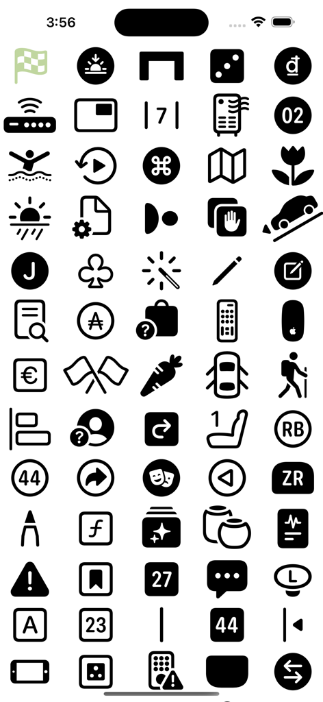 Eine Gitteransicht verschiedener SF Symbols Icons in der SymbolGrid-App