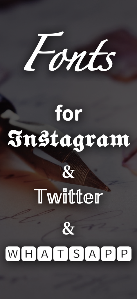 Visualizzazione di vari stili di font calligrafici e decorativi per app di social media come Instagram e WhatsApp