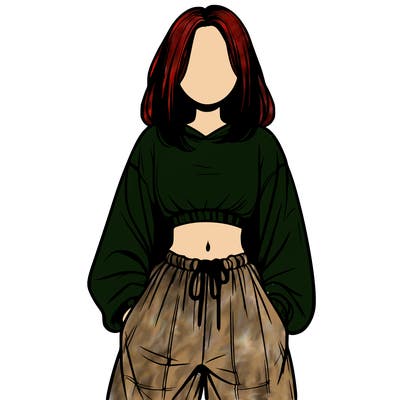 realistic girl faceless with baggy pants and a crop top