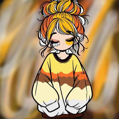 girl with baggy sweatshirt and messy bun