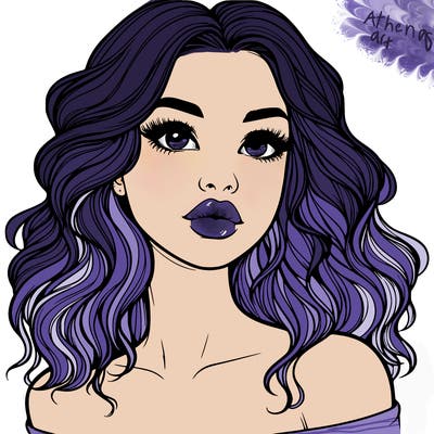 realistic girl with wavy hair and lips