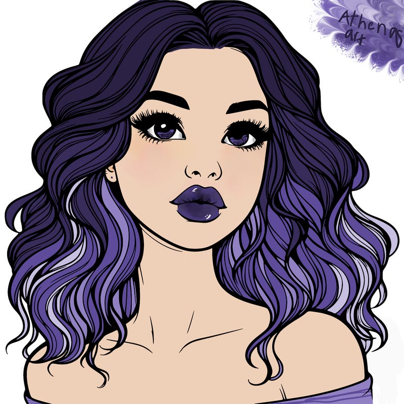 realistic girl with wavy hair and lips