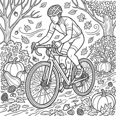 Gear up for an exhilarating autumn ride with this unique cyclocross bike coloring page. Immerse yourself in the thrill of the race amidst a stunning fall landscape, perfect for coloring enthusiasts.