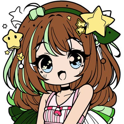 cute anime girl with star accessories