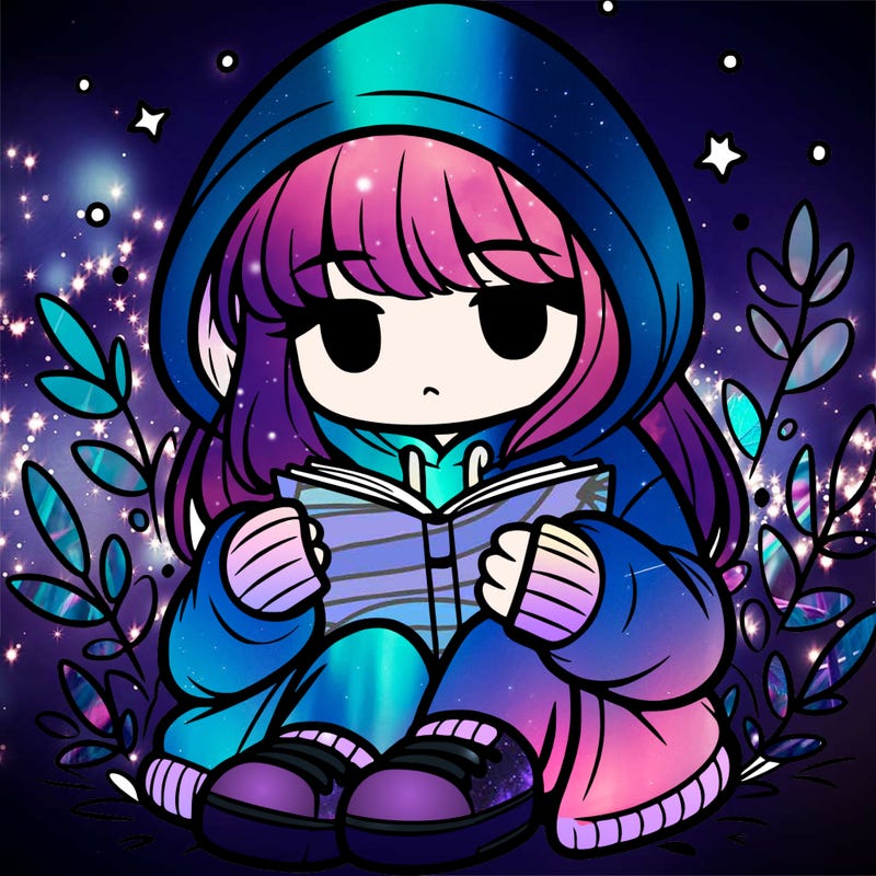 girl in oversized hoodie reading a book