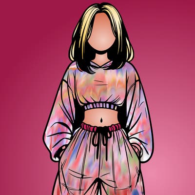 realistic girl faceless with baggy pants and a crop top