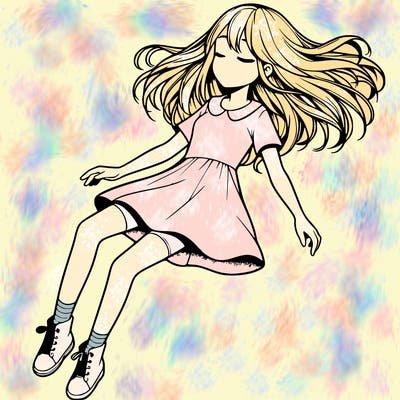 realistic girl floating