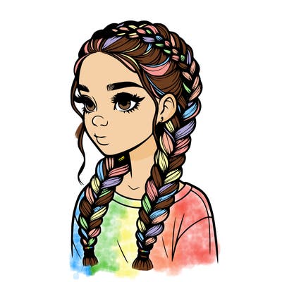 realistic girl with braids